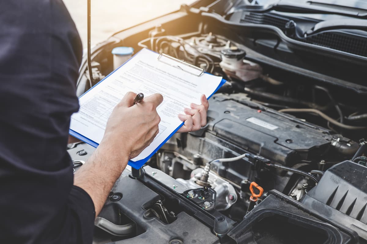 Mechanic working on a car